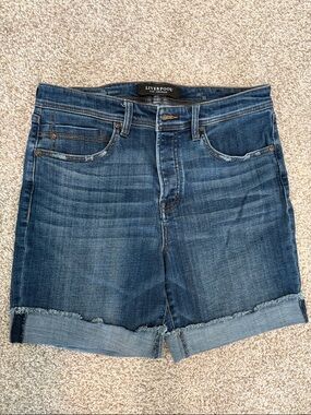 Liverpool Indigo Rolled Cuff Denim Shorts
